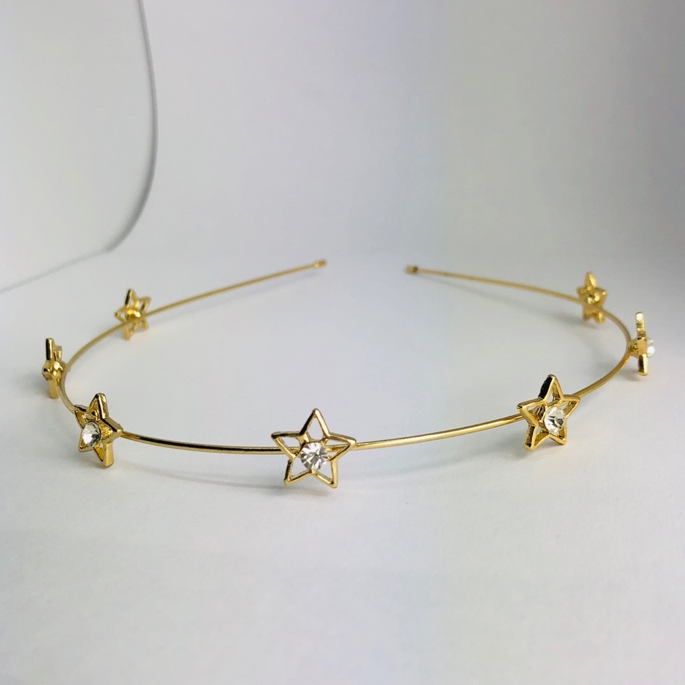 ❤️HP❤️New! Rhinestones Open Gold Stars Headband - Picture 5 of 6